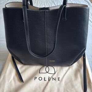 polene Cyme Edition Textured Black with Ecru Stitching